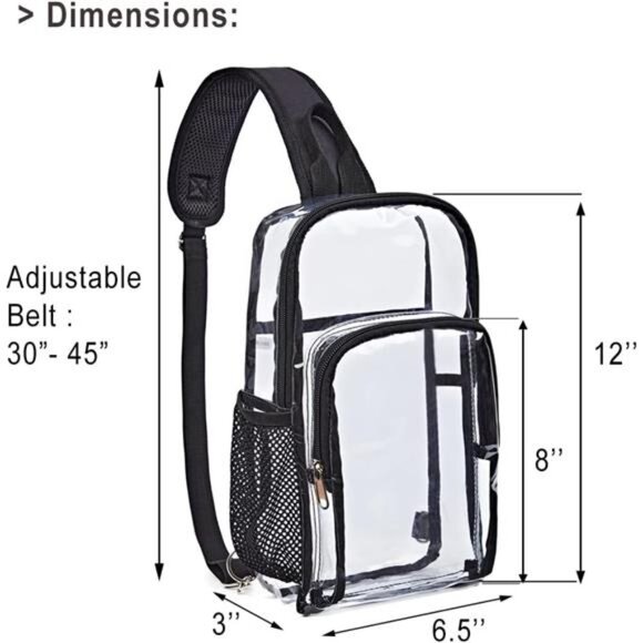 Clear Sling Bag, Clear Bag Stadium Approved, Large Capacity Shoulder Backpack - Picture 4 of 8